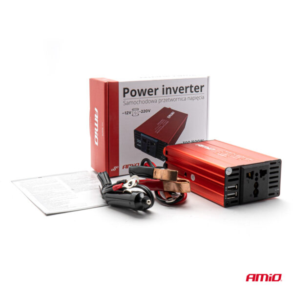 Convertor de tensiune 12V -> 220V, 300W/600W, 2 x USB 5V - imagine 8