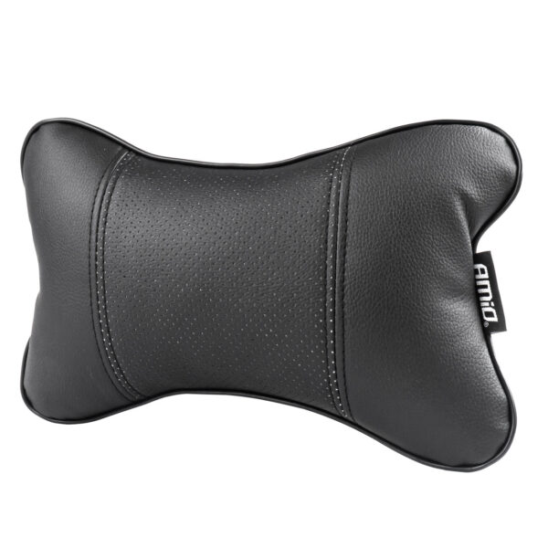 Set 2 perne pentru tetiere auto, marca AMIO, pentru sustinere gat din piele ecologica, culoare NEGRU - imagine 2