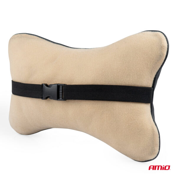 Set 2 perne pentru tetiere auto, marca AMIO, pentru sustinere gat din piele ecologica, culoare NEGRU - imagine 3
