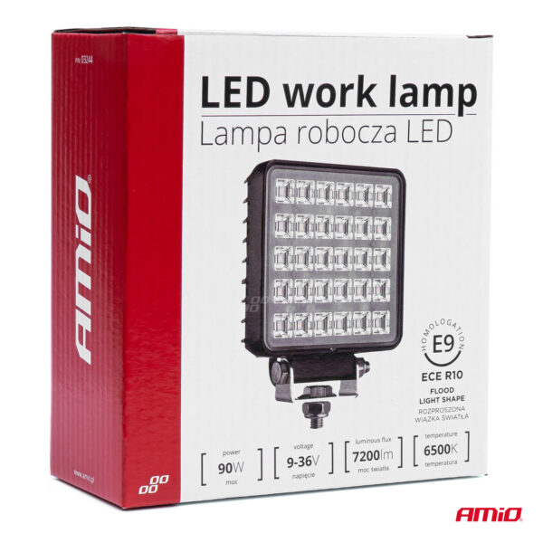 Proiector LED pentru Off-Road, ATV, SSV, putere 90W, culoare 6500K, tensiune 9-36V, dimensiuni 110 x 110 x 45 mm - imagine 4