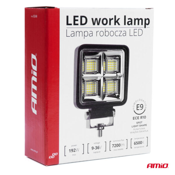 Proiector LED pentru Off-Road, ATV, SSV, putere 192W, culoare 6500K, tensiune 9-36V, dimensiuni 110 x 110 x 35 mm - imagine 4