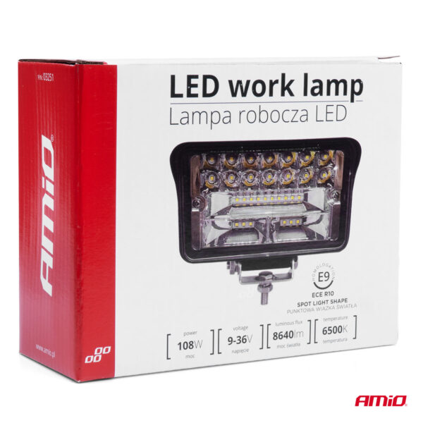 Proiector LED pentru Off-Road, ATV, SSV, putere 108W, culoare 6500K, tensiune 9-36V, dimensiuni 150 x 95 x 60 mm - imagine 5