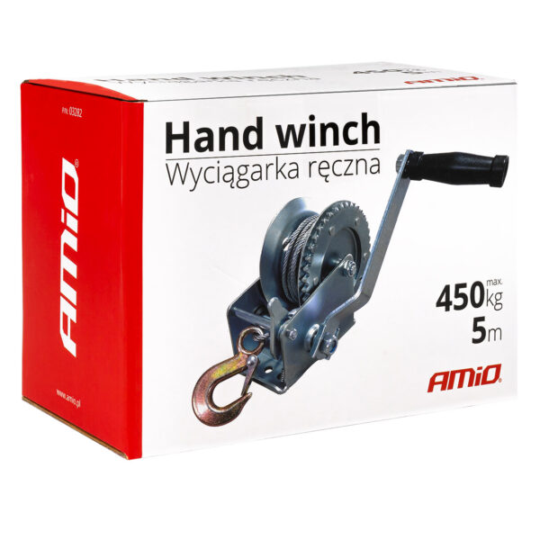 Troliu Manual cu manivela si blocaj, capacitate 450kg, cablu metalic lungime 5m, AVX-AM03282 - imagine 6