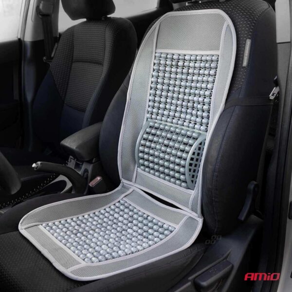 Husa scaun auto cu bile de masaj si suport lombar, dimensiuni 97 x 44 cm, culoare Gri - imagine 2