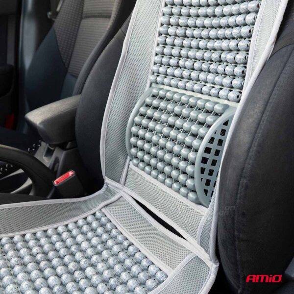 Husa scaun auto cu bile de masaj si suport lombar, dimensiuni 97 x 44 cm, culoare Gri - imagine 3