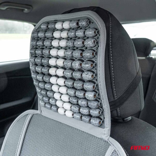 Husa scaun auto cu bile de masaj, suport lombar si tetiera, dimensiuni 131 x 46 cm, culoare Gri - imagine 4