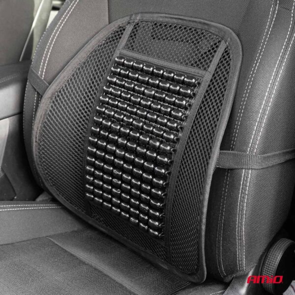 Pernita scaun cu suport lombar pentru corectare postura cu bile de masaj, dimensiune 40 x 38 cm, culoare Neagra - imagine 2