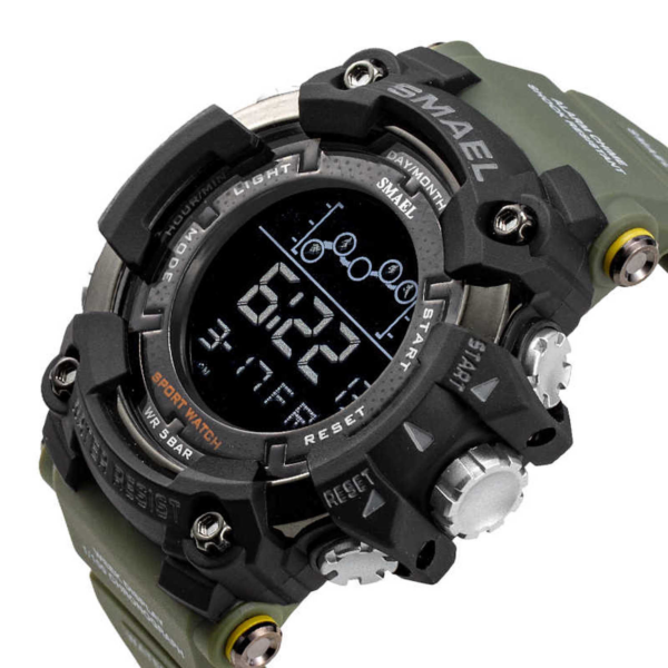 Ceas Militar pentru barbati, SMAEL, impermeabil, afisaj LED, culoare Verde - imagine 2