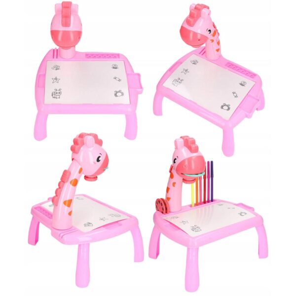 Masa Muzicala de Desen pentru copii cu Proiector, model Girafa, culoare Roz, 24 imagini, AVX-WT-222-2-PINK-GIRAFFE - imagine 4