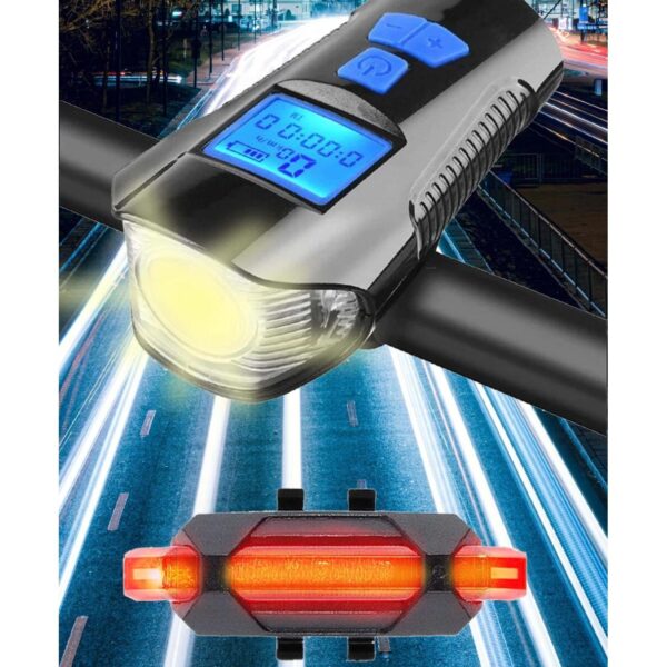 Vitezometru Digital cu lampa Fata + Spate + Claxon cu 6 sunete, waterproof, pentru bicicleta, model AVX-WT-CBL-1X - imagine 4