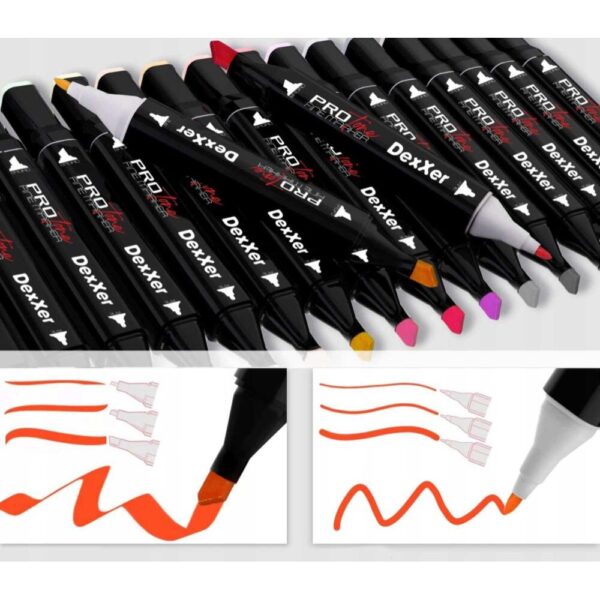 Set 120 Markere Profesionale pentru pasionatii de desen, cu cap dublu gros - subtire, cu geanta de depozitare, model AVX-WT-MDS-120 - imagine 11