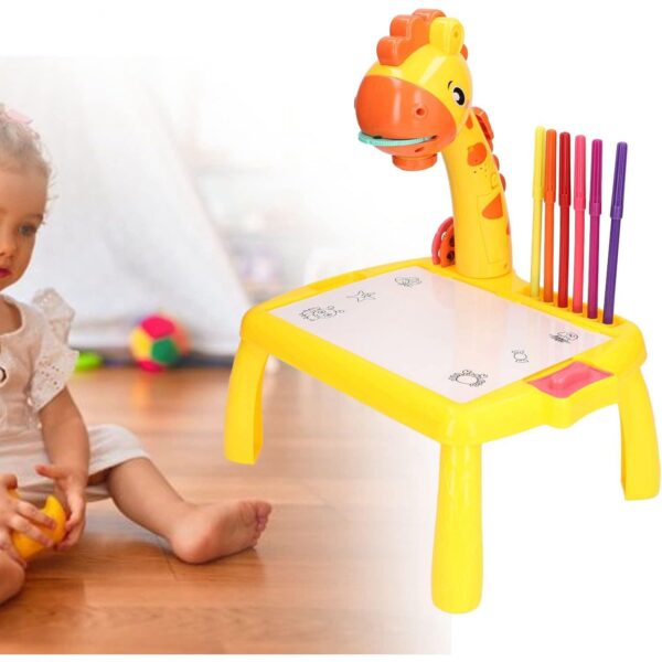 Masa Muzicala de Desen pentru copii cu Proiector, model Girafa, culoare Galben, 24 imagini, AVX-WT-222-2-YELLOW-GIRAFFE - imagine 2