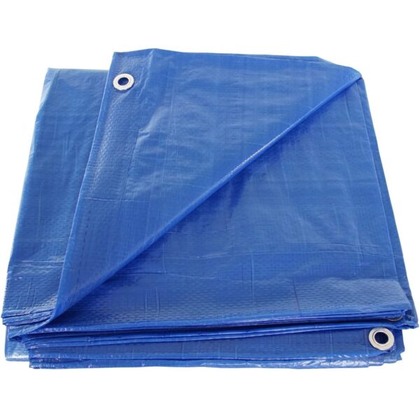 Prelata Impermeabila cu ochiuri metalice de prindere, dimensiune 4,0m x 6,0m, densitate 80g/m2, culoare albastra - imagine 5