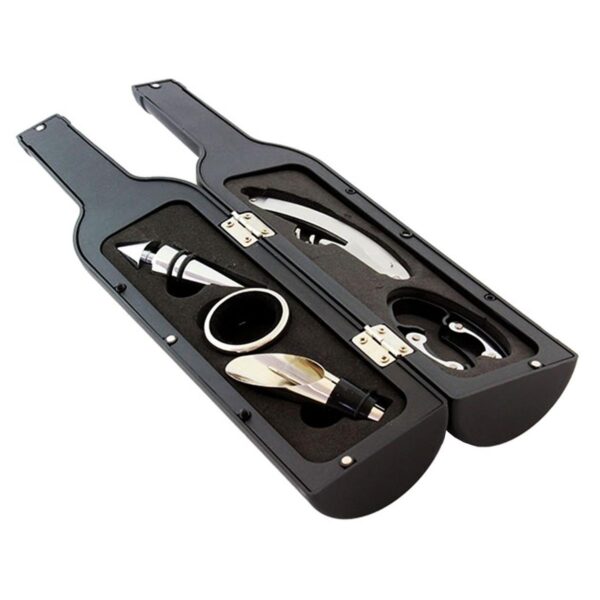 Set Cadou "Accesorii Vin in forma de Sticla, 6in1" culoare Neagra - imagine 3
