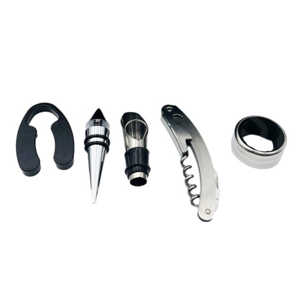 Set Cadou "Accesorii Vin in forma de Sticla, 6in1" culoare Neagra - imagine 4