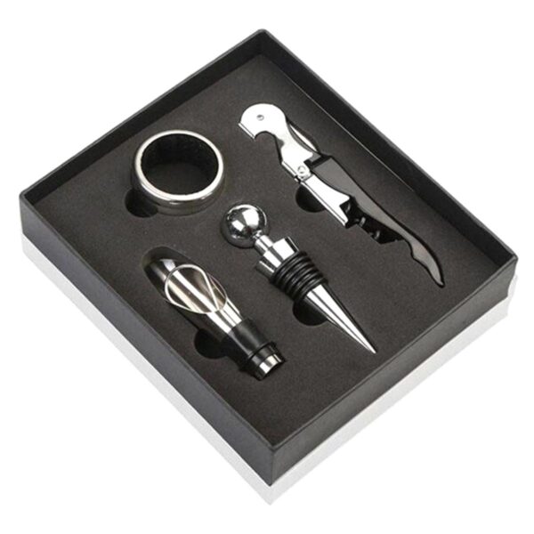 Set Cadou "Accesorii Vin, 4 piese" in cutie estetica, culoare Neagra - imagine 3
