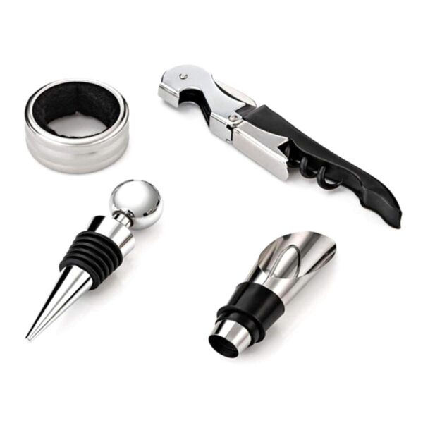 Set Cadou "Accesorii Vin, 4 piese" in cutie estetica, culoare Neagra - imagine 4