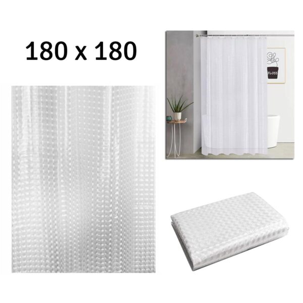 Perdea de dus semitransparenta din PEVA, dimensiune 180 x 180 cm - imagine 2