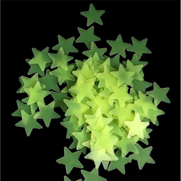 Set 100 stelute decorative Fluorescente care absorb lumina si stralucesc in intuneric - imagine 2