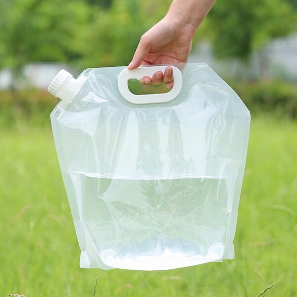 Canistra 10l reutilizabila, pliabila, etansa, transparenta, pentru apa potabila necesara in calatorii, camping, off-road, ATV - imagine 2