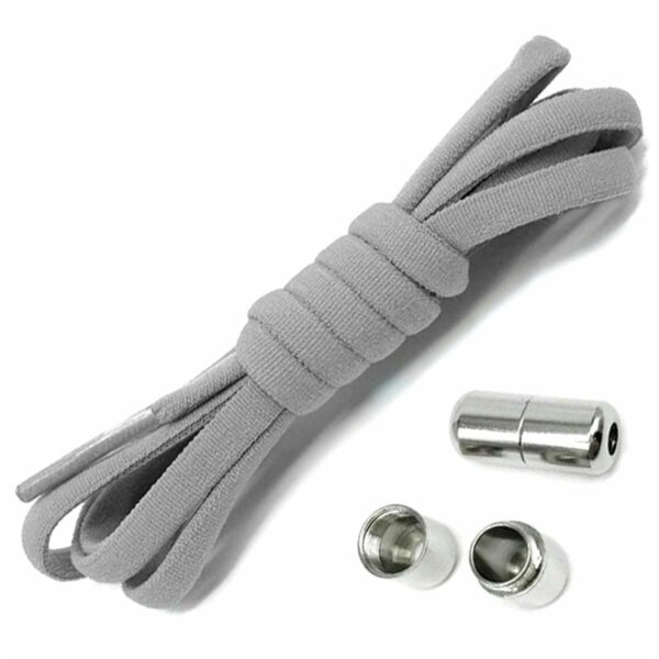 Sireturi elastice SMART pentru incaltaminte cu clema metalica, culoare gri - imagine 4