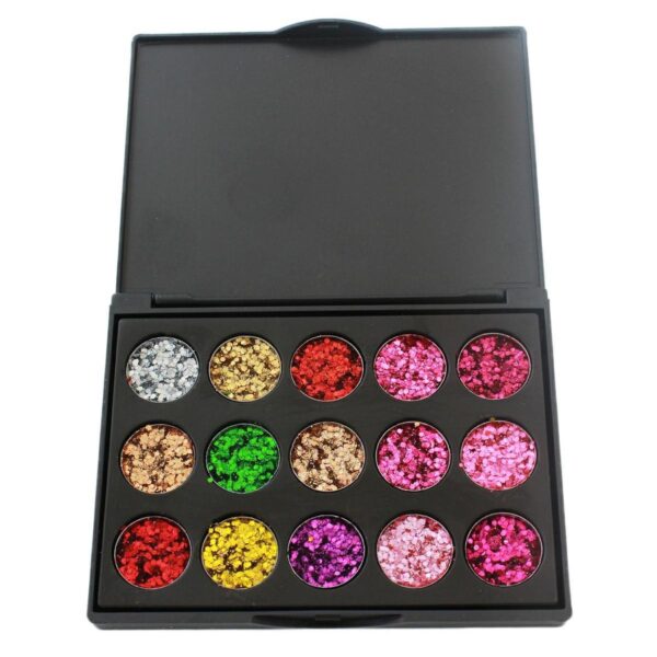 Set machiaj 15 culori stralucitoare cu efect de sclipici pentru ochi/pleoape - imagine 3