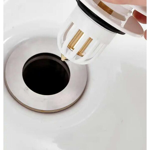 Dop scurgere chiuveta, universal, deschidere cu click, material oțel, diametru exterior 66 mm, culoare Alba - imagine 2