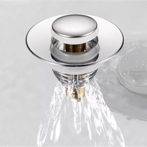 Dop scurgere chiuveta, universal, deschidere cu click, material oțel, diametru exterior 62 mm, culoare Argintiu - imagine 4