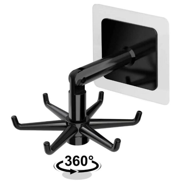 Umeras rotativ de bucatarie cu 6 carlige, material ABS, lungime 11 cm, culoare Negru - imagine 4
