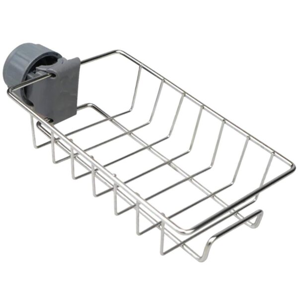 Raft organizator universal pentru bucatarie sau baie, montaj pe robinet, material otel, culoare Argintiu - imagine 4