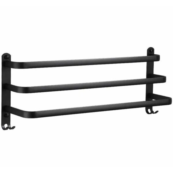 Suport de prosoape pentru baie tip "Mansarda" din aluminiu, lungime 50 cm, culoare Negru Mat - imagine 2