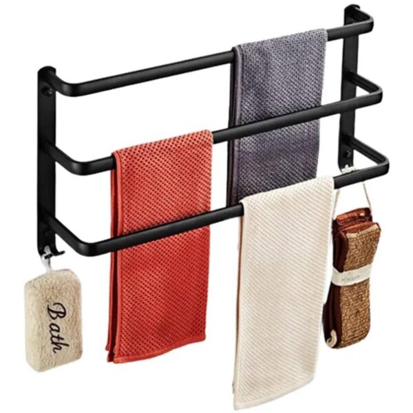 Suport de prosoape pentru baie tip "Mansarda" din aluminiu, lungime 50 cm, culoare Negru Mat - imagine 3