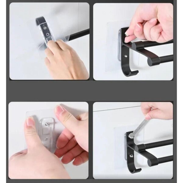 Suport de prosoape pentru baie tip "Mansarda" din aluminiu, lungime 50 cm, culoare Negru Mat - imagine 7