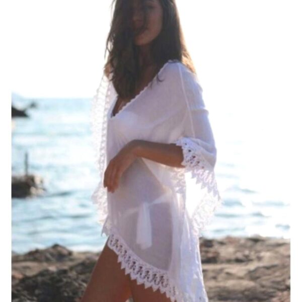 Tunica, Rochie de plaja aerisita, ușoara și delicata, culoare Alba, dimensiune Universala - imagine 2
