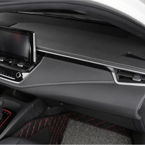Banda decorativa pentru interiorul vehiculului, lungime 2m, din piele ecologica, culoare Neagra + cusatura Alba - imagine 2