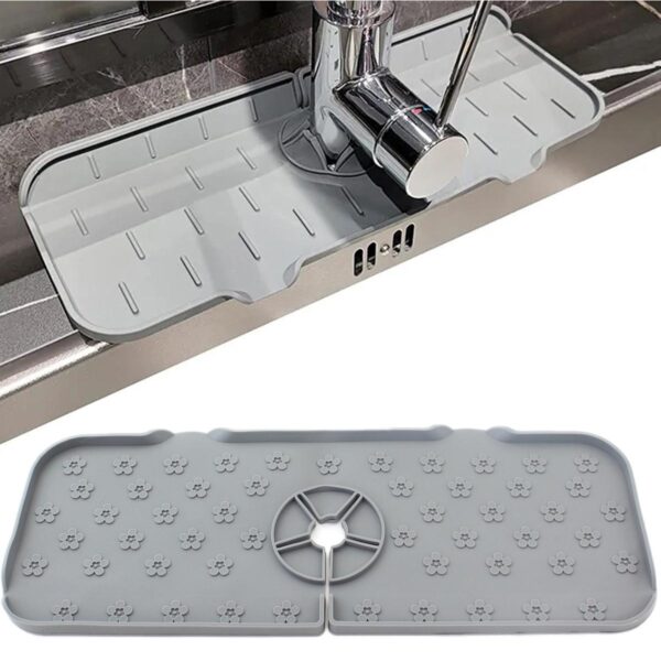 Covoras din silicon anti-picurator pentru lavoare, dimensiune 36,5 x 14 cm, culoare Gri - imagine 2