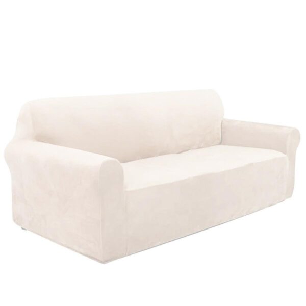 Husa universala pentru canapea standard cu 3 locuri, imitatie catifea, culoare BEJ - imagine 3
