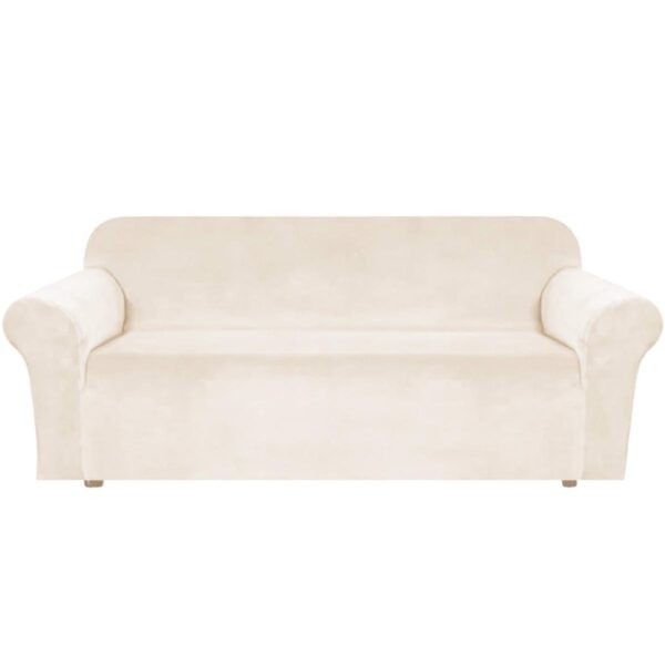 Husa universala pentru canapea standard cu 3 locuri, imitatie catifea, culoare BEJ - imagine 4