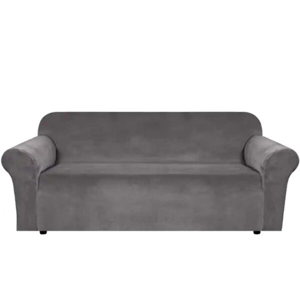 Husa universala pentru canapea standard cu 3 locuri, imitatie catifea, culoare GRI - imagine 4