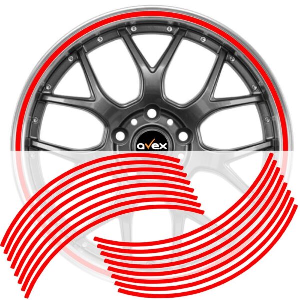 Set 16 inele din autocolant pentru jante culoare Rosu Lucios - imagine 2