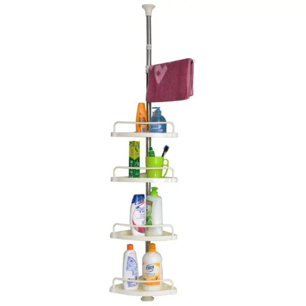 Organizator baie, raft de baie de tip "coltar" cu brat telescopic, cu 4 etajere si suport pentru prosop - imagine 3