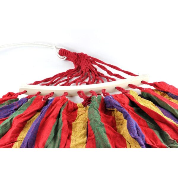 Hamac Multicolor Simplu (1 persoana), 190 x 80 cm, cu bara de 40 cm - ROSU - imagine 2
