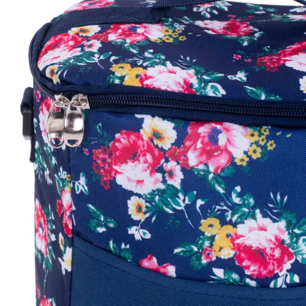 Geanta termoizolanta pentru picnic sau plaja, capacitate 11l, culoare Albastra cu flori - imagine 4