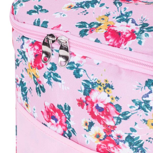 Geanta termoizolanta pentru picnic sau plaja, capacitate 11l, culoare Roz cu flori - imagine 5