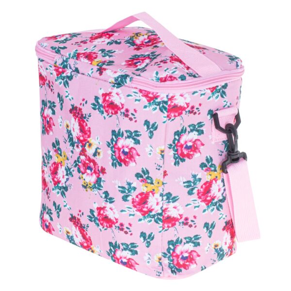 Geanta termoizolanta pentru picnic sau plaja, capacitate 11l, culoare Roz cu flori - imagine 7