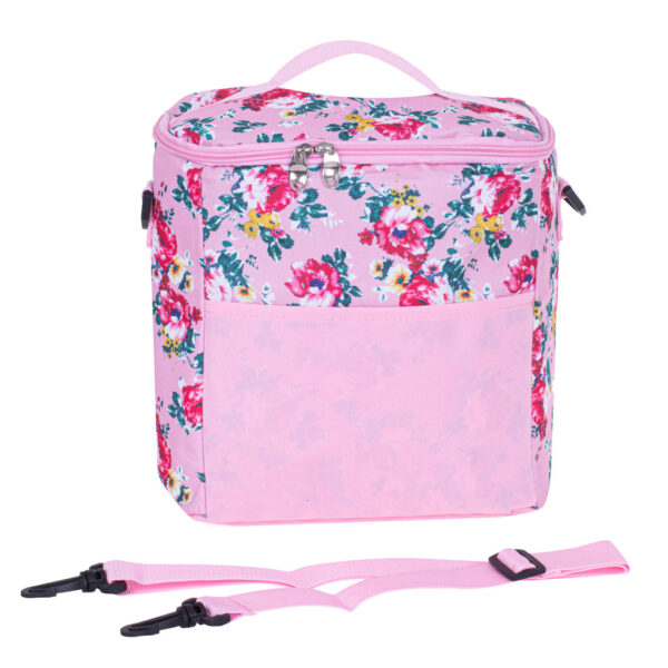 Geanta termoizolanta pentru picnic sau plaja, capacitate 11l, culoare Roz cu flori - imagine 8
