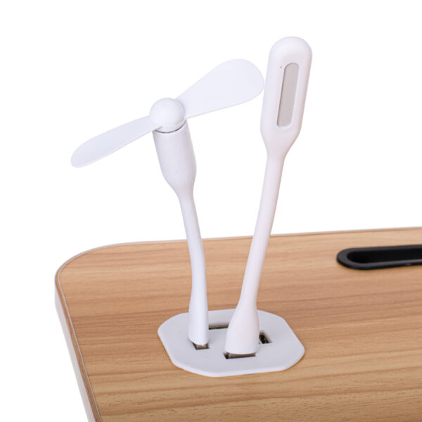 Masa pentru Laptop plianta din MDF, dimensiune 60 x 39,5 cm, cu USB, lampa si ventilator - imagine 3