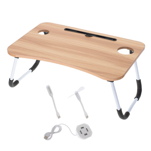 Masa pentru Laptop plianta din MDF, dimensiune 60 x 39,5 cm, cu USB, lampa si ventilator - imagine 5