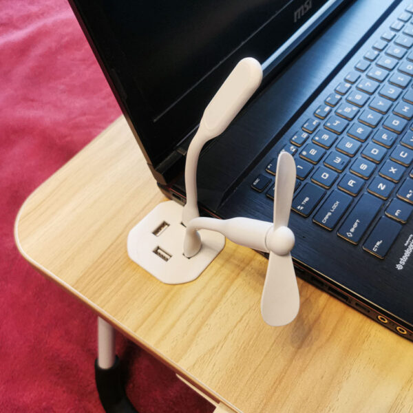 Masa pentru Laptop plianta din MDF, dimensiune 60 x 39,5 cm, cu USB, lampa si ventilator - imagine 9