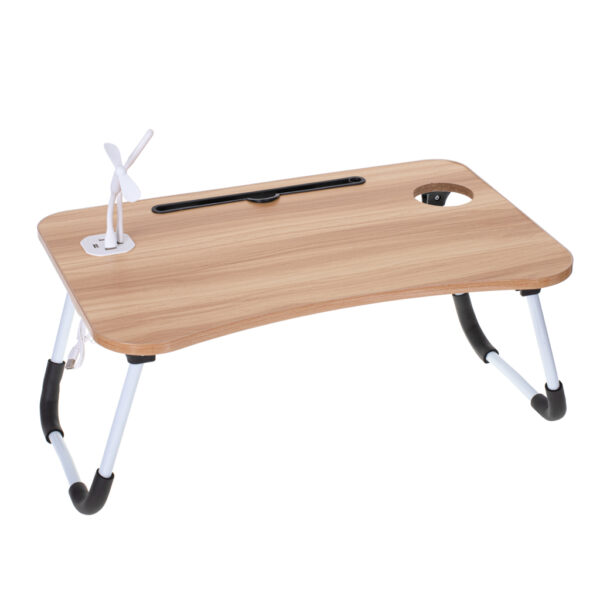 Masa pentru Laptop plianta din MDF, dimensiune 60 x 39,5 cm, cu USB, lampa si ventilator - imagine 2
